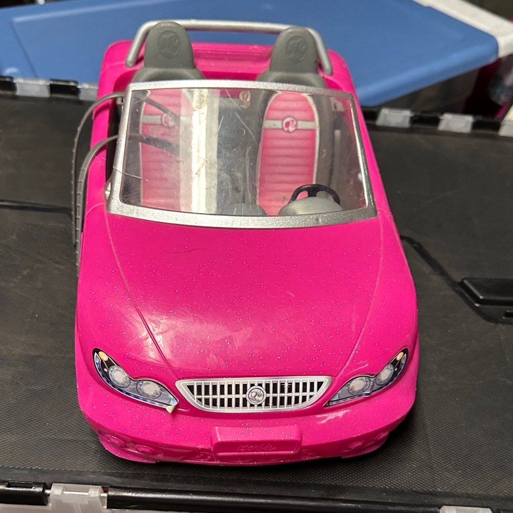 Barbie Pink Convertible Toy Car with Silver Accents